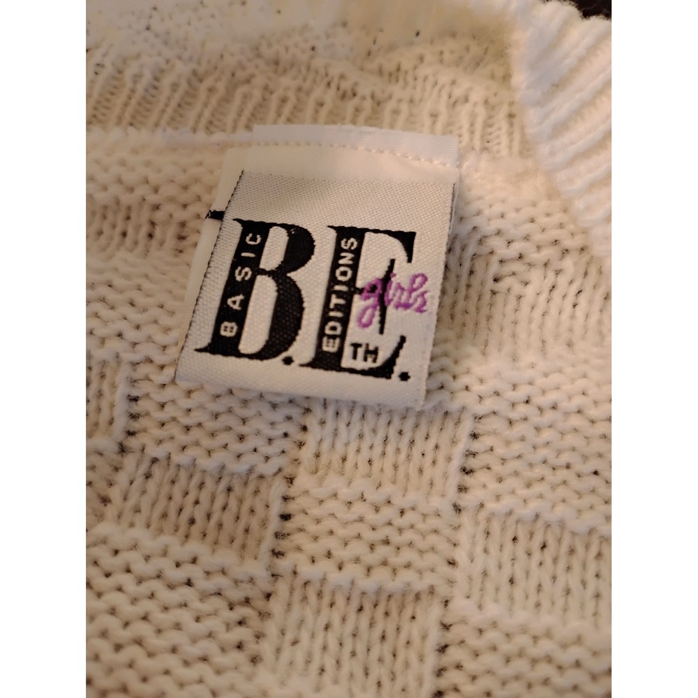 Basic Editions Girls White Knit Cardigan Heart Pattern Two Button Sweater 489 - Picture 3 of 7